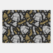 Black White Gold Modern Kerstmis Inpakpapier Vel (Voorkant)