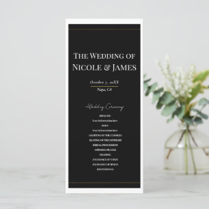 Black White Gold Moderne Programme de mariage mini