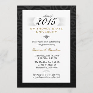 Black White & Gold (pour elle) Elégant Invitation 