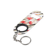 *~* Black White Gold Red Poppy Pattern Mini Flessenopener (Achterkant Gekanteld)