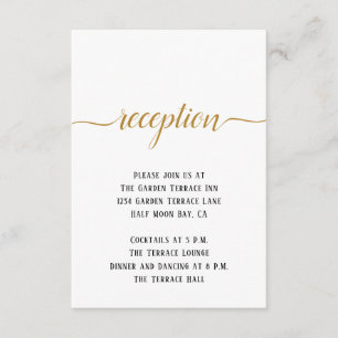 Black White Gold Script Minimal Wedding Reception Informatiekaartje