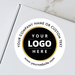 Black White Gold Stroke Business Logo Shipping Ronde Sticker