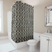 Black White Gold Trellis Lattice Pattern Glam Bath Douchegordijn (In situ)