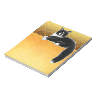 Black White Gold Tuxedo Cat Felix Notitieblok