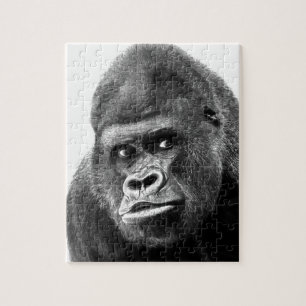 Black White Gorilla Foto: Animals Art Legpuzzel