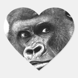 Black White Gorilla Hart Sticker