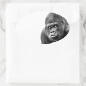 Black White Gorilla Ovale Sticker (Tas)