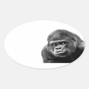 Black White Gorilla Ovale Sticker