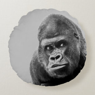 Black White Gorilla Rond Kussen
