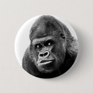 Black White Gorilla Ronde Button 5,7 Cm