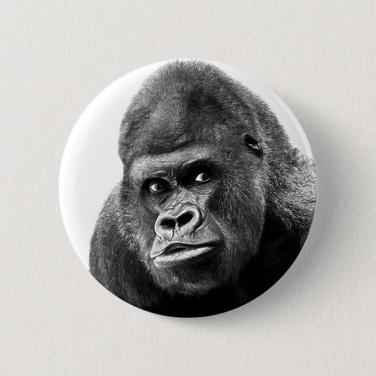 Black White Gorilla Ronde Button 5,7 Cm (Voorkant)