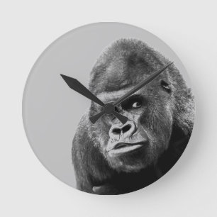 Black White Gorilla Ronde Klok
