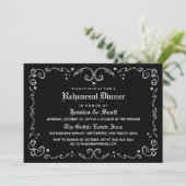Black White gothic Scroll Rehearsal Dinner Invite Kaart (Staand voorkant)