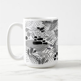 black, white, gradient abstract design mug koffiemok