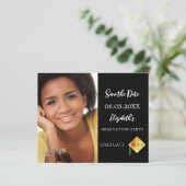 Black white Graduation Party Enregistrer la carte (Debout devant)