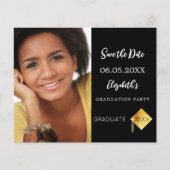 Black white Graduation Party Enregistrer la carte (Devant)