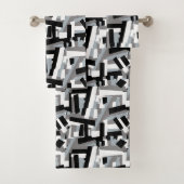 Black White Gray Abstract Geometric Patches Bad Handdoek (Insitu)