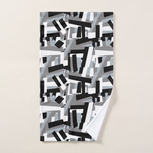 Black White Gray Abstract Geometric Patches Bad Handdoek (Handdoek)