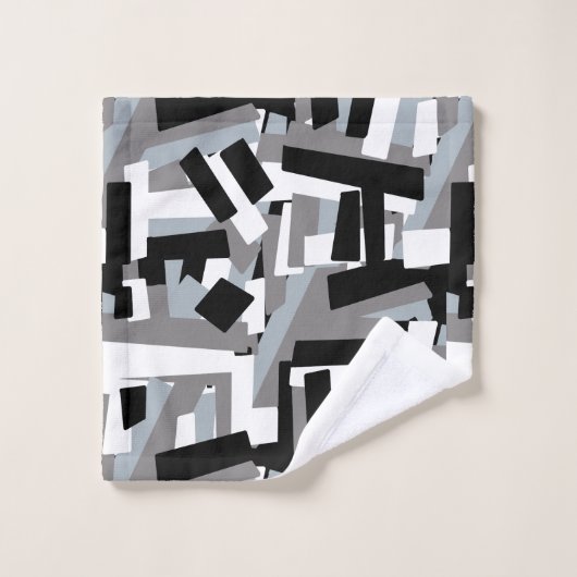 Black White Gray Abstract Geometric Patches Bad Handdoek (Wasdoekje)