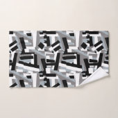 Black White Gray Abstract Geometric Patches Bad Handdoek (Handdoek)