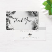 Black White Gray Botanical Thank You Discount Card (Bureau)