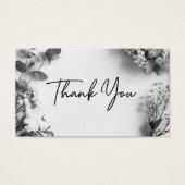 Black White Gray Botanical Thank You Discount Card (Devant)
