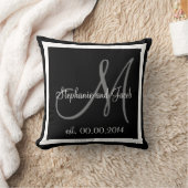 BLACK WHITE GRAY MONOGRAM Weddenschap-kussen Kussen (Deken)