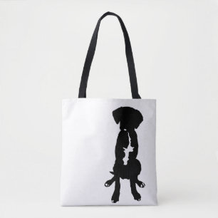 Black White Great Dane Lab Boxer Silhouette Dog Draagtas