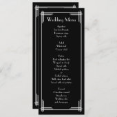 Black White Great Gatsby Art Deco Wedding Menu (Voorkant / Achterkant)