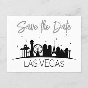 Black White Grey Las Vegas Wedding Save the Date Aankondigingskaart