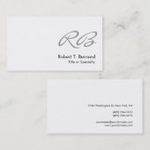 Black White Grey Monogram Consultant Visitekaartje (Voorkant / Achterkant)