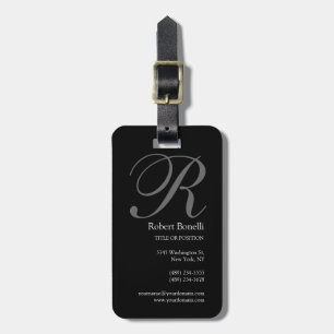 Black White Grey Monogram Visitekaartje Bagagelabel