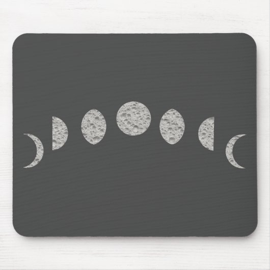 Black White Grey Moon Phases Modern Minimum Muismat (Voorkant)