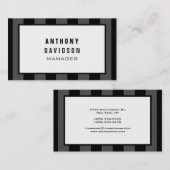 Black White Grey Pattern Striped Visitekaartje (Voorkant / Achterkant)