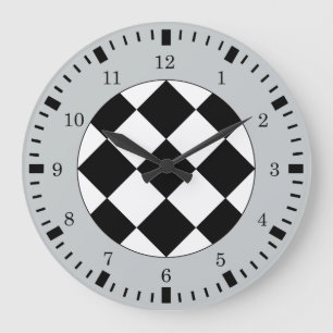 Black White Grey Racy Theme Wall Clock Grote Klok