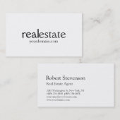 Black White Grey Real Estate Agent Visitekaartje (Voorkant / Achterkant)