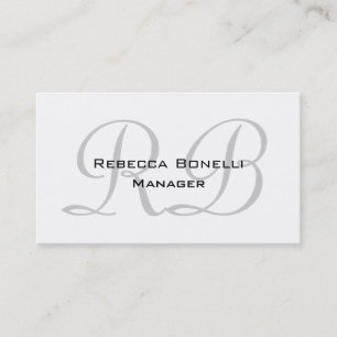 Black White Grey Script Monogram Visitekaartje