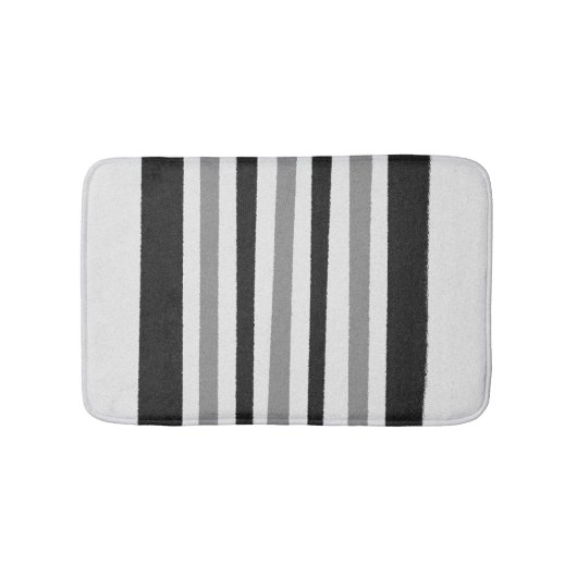 Black White Grey Striped Pattern Badmat (Voorkant)