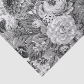 Black & White Grey Tone  Floral Toile No.3 Tissuepapier (Detail)