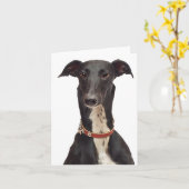 Black & White Greyhound Puppy Dog Blank Note Kaart (Gele Bloem)