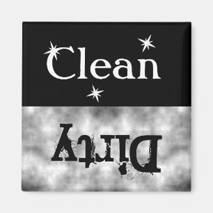 Black White Grunge Clean Dirty Dishwasher Magnet Magneet