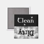 Black White Grunge Clean Lave-vaisselle Magnet (Recto/Verso)