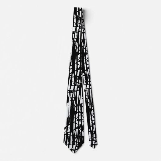 Black White Grunge Pattern Unisex Stropdas (Voorkant)