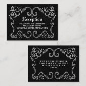 Black White Halloween gothic Scroll Reception Card Informatiekaartje (Voorkant / Achterkant)