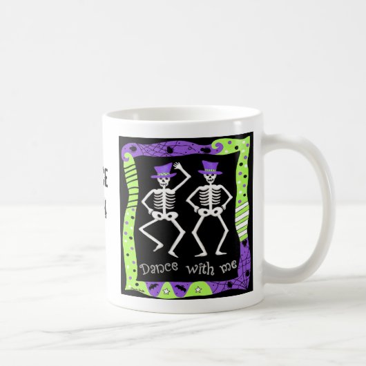 Black White Halloween Skeleton Botten Dance Koffiemok (Rechts)