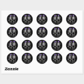 Black White Halloween Skeleton Botten Dance Ronde Sticker (Vel)