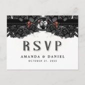 Black White Halloween Skeletons MENU RSVP Briefkaa (Voorkant)