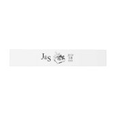 Black & White Hand Drawn Monogram Wedding Uitnodigingen Wikkel (Vlak)