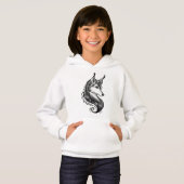 Black White Hand Drawn Wolf Kind's Hoodie (Voorkant volledig)