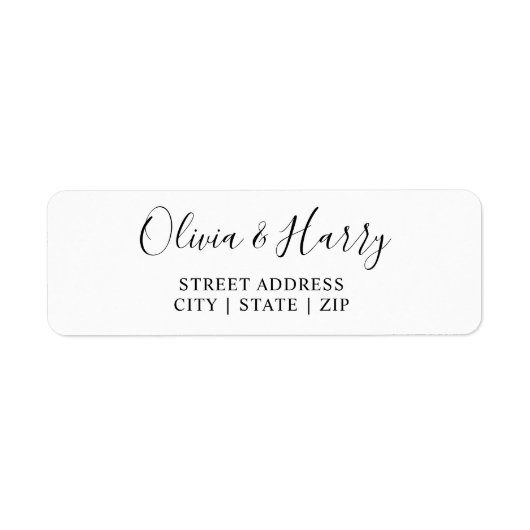 Black White Hand Lettert Return Address Label (Voorkant)